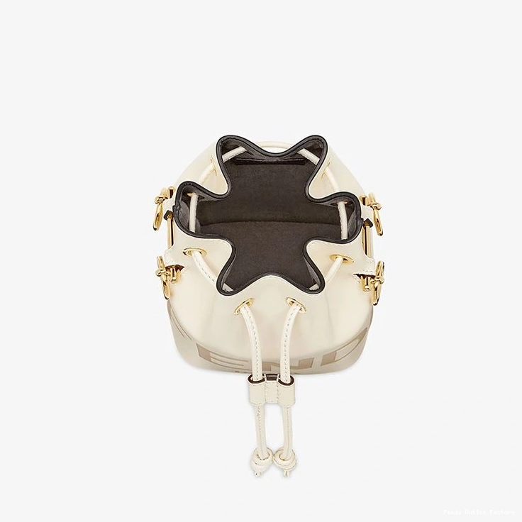 Cheap HOT Leather Mon In Tresor White Fendi Bucket Bag Mini Calf ROMA Logo 0722